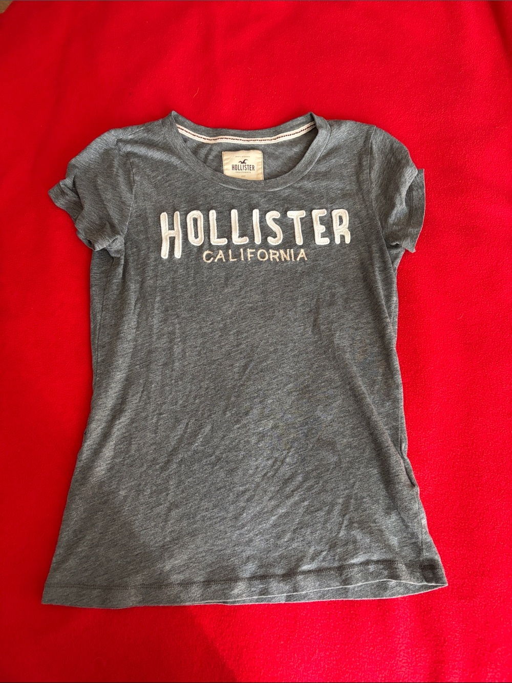 Y2K Hollister Gray Crewneck Logo Tee